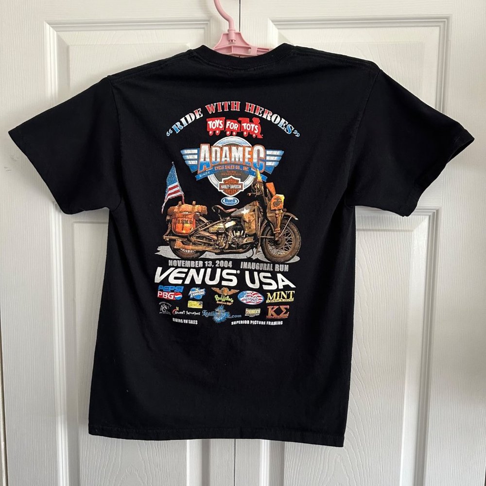 Harley-Davidson Toys For Tots 2004 Black Graphic T Shirt Fruit of Loom Men's M - Picture 2 of 10